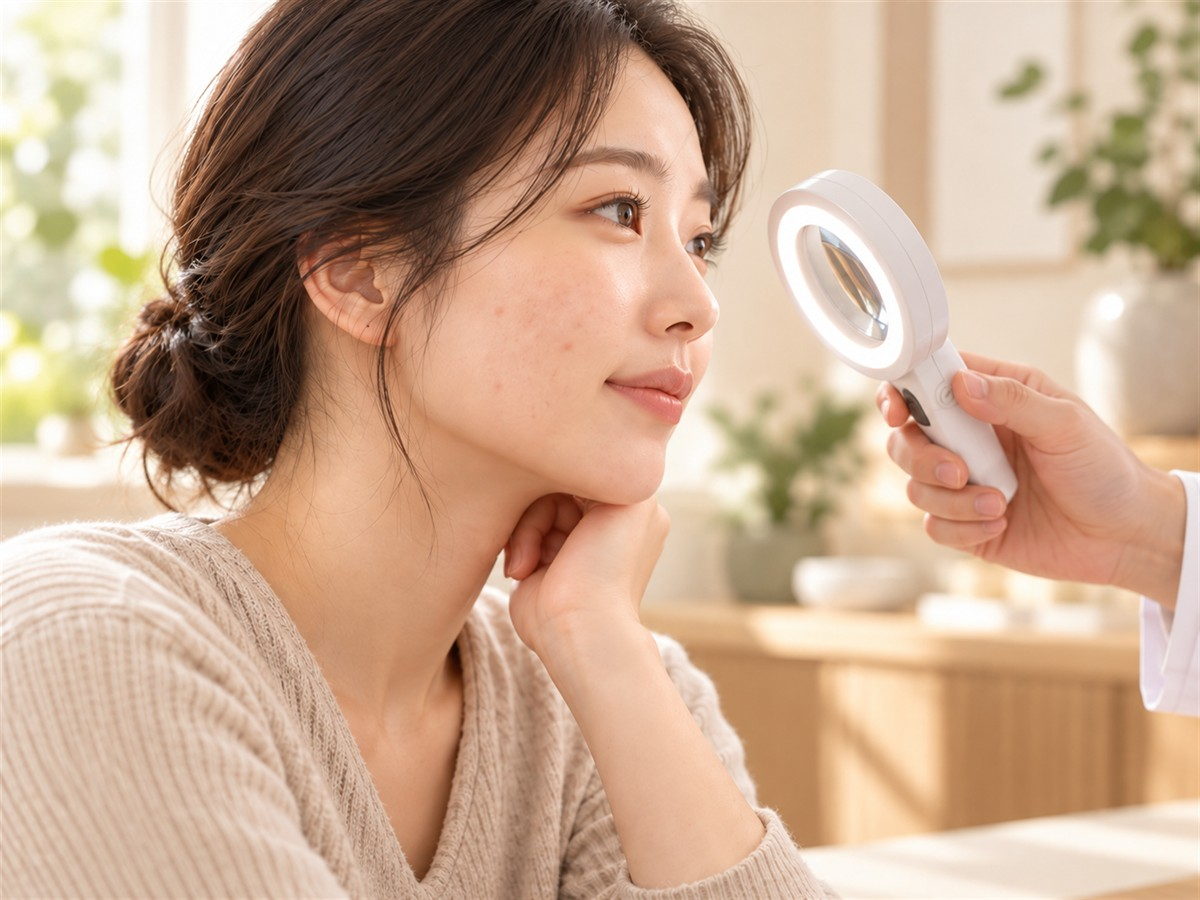 피부 상태를 살피며 소화 · 수면까지 함께 확인하는 진찰 모습
